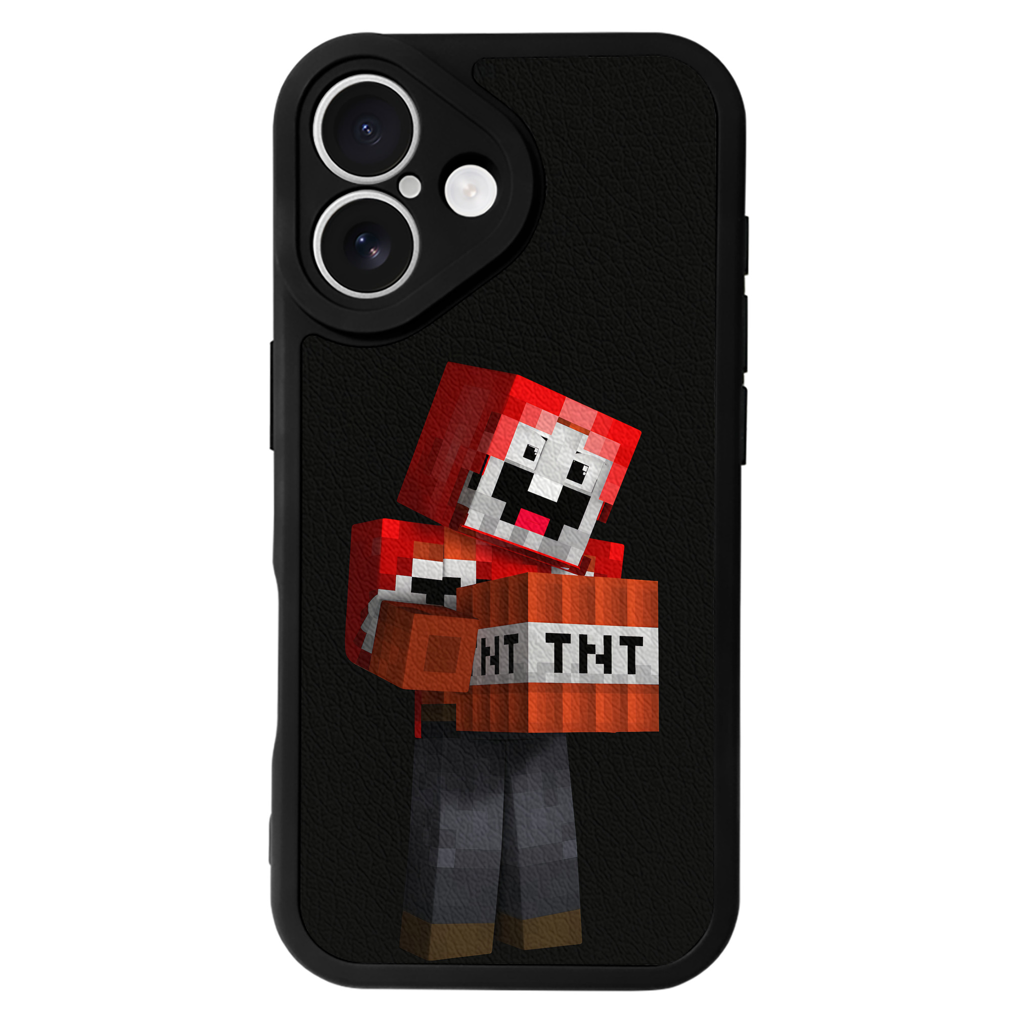 （画像用） マインクラフト ブロックの世界 Minecraft MC Block world 【iPhone 16シリーズ対応】シリコンスマホケース（レザー調） 材質：シリコン